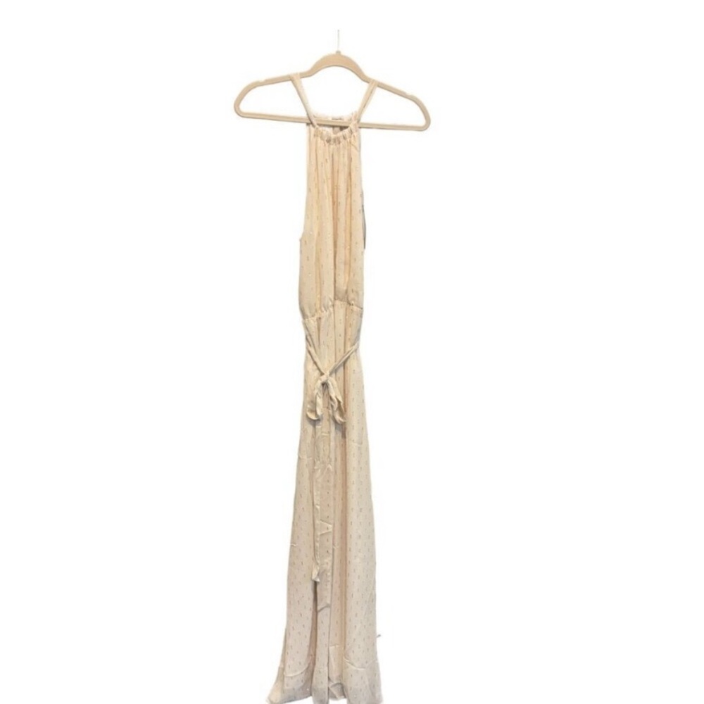 ModCloth Illuminated Elegance Metallic Thread Chiffon Halter Maxi Dress - Picture 4 of 6